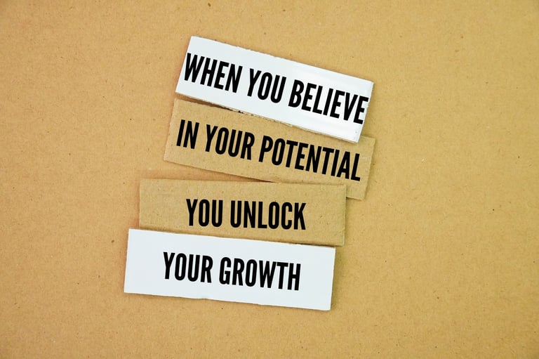 Inspirational quote about self growth and believing in your potential